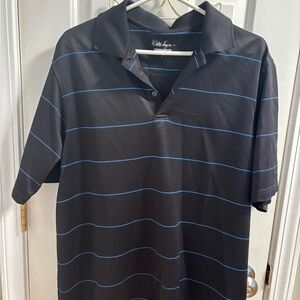 Walter Hagen Black Polo with Blue Stripes